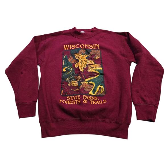VTG Wisconsin state parks forest trails sweatshirt Adult SZ M Fruit Of Loom - Picture 1 of 7